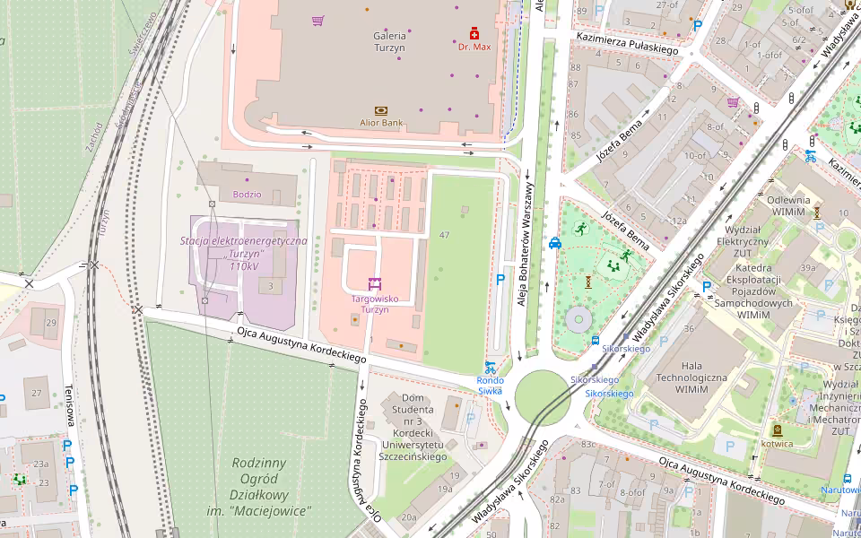 Mapa: Smażalnia Ryb Turzyn, ul. Kordeckiego 1 w Szczecinie